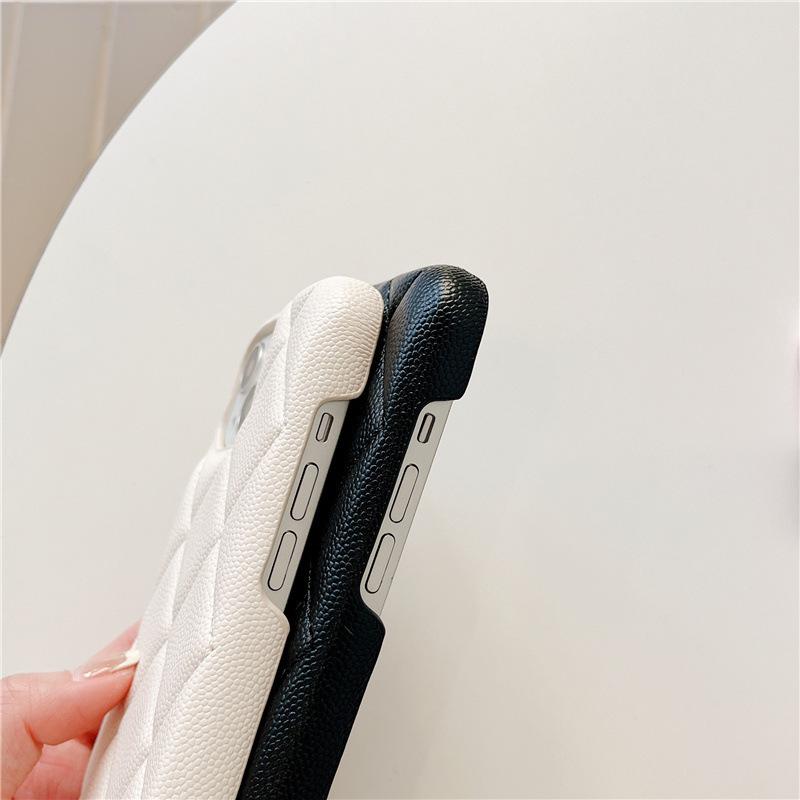 iPhone17promax Small Fragrant Wind Rhombus Apple 16 Lychee Pattern 15 Luxury Leather 14 Mobile Phone Case Female