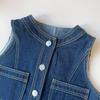 Ensemble Gilet en Denim Rétro pour Filles et Pantalon Large pour Automne/Printemps