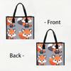 Cute Fox Print Canvas Tote Bag Casual Large Capacity Shopping Handbag