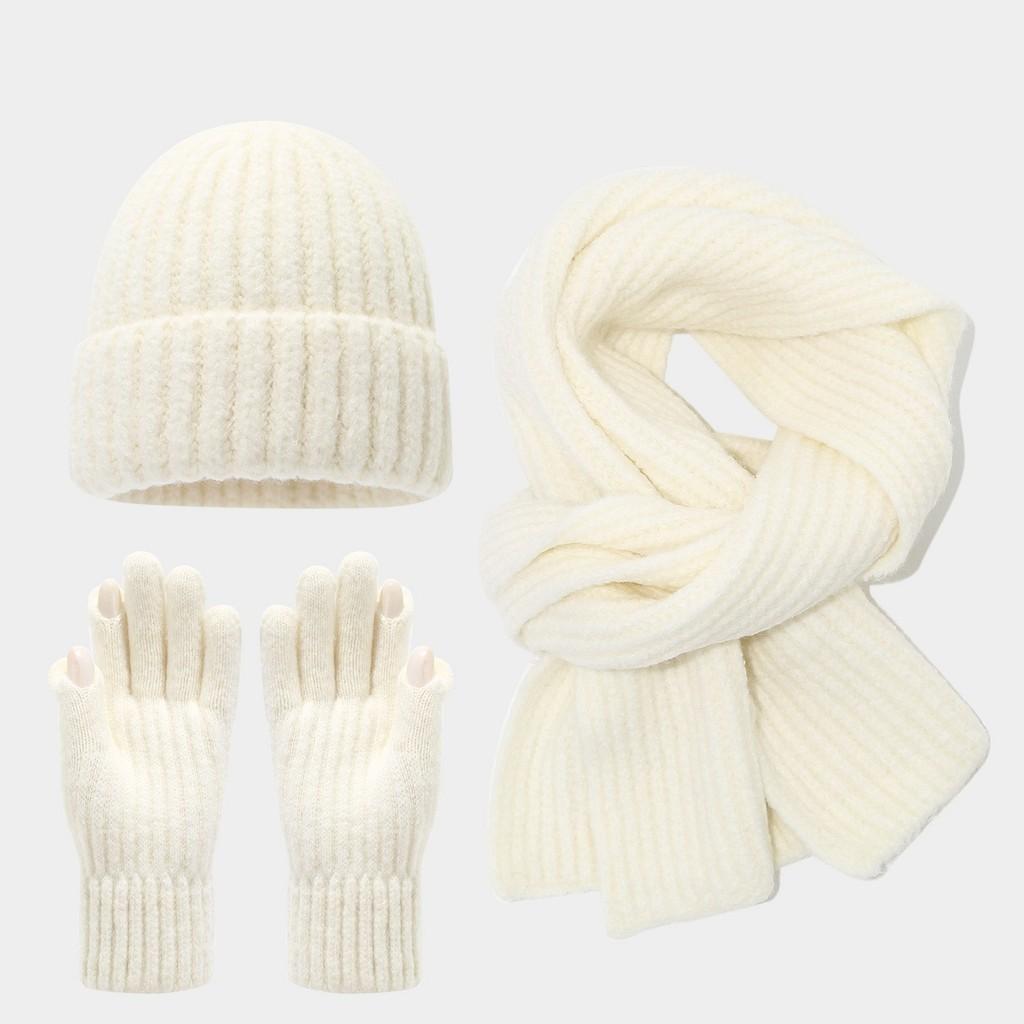 Acryl-Touchscreen-Handschuhe Mützen-Schal-Set Für Winterwärme Und Lässige Mode