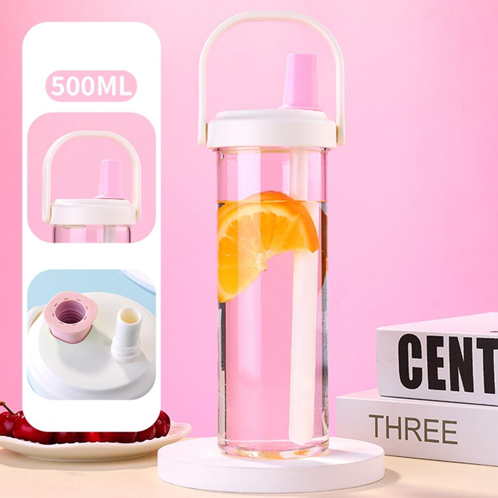 Plastic Pearl Milk Tea Straw Cup Straigh Drinking Drink Cup Portable Water Cup  Student