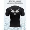 Mens Compression Short Sleeve T-Shirt Black Tribal Symmetry Graphic High Elasticity Stretch Fabric Gym And Running Athletic Top