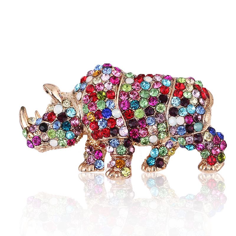 Брошь Носорог со стразами Яркая Животная Булавка Женская и Мужская Вечеринка Банкет Повседневные Украшения Подарок Одежда Костюм Пальто Аксессуары разноцветный