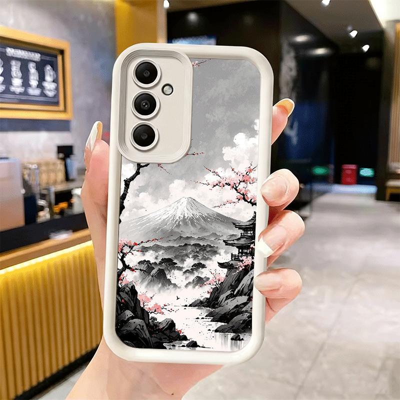 Phone Case for Samsung Galaxy A17 A16 A15 A14 A13 Japanese Minimalist Pine Tree A56 A36 A26 A55 A35 A25 A54 A34 A24 A53 A33 A23