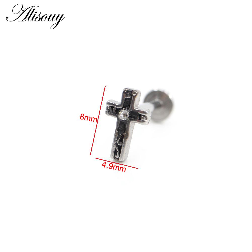 Alisouy 1 Stück Edelstahl Stern Mond Kreuz Schlange Totenkopf Tragus Helix Bar Labret Lippenring Knorpel Ohr Ohrring Piercing Schmuck