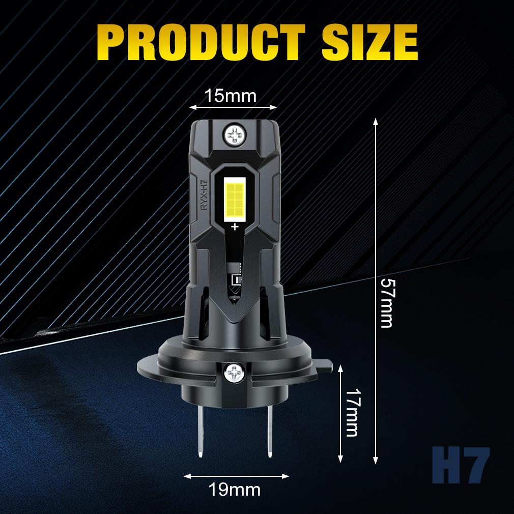 2Pcs H7 LED Headlight Canbus Bulbs Mini Wireless 20000LM 50W CSP For Car Headlamp Auto Turbo Lamps Led Automobile Plug&Play Fog Light 6000K White 12V