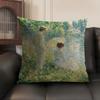 Monet Water Lilies Oil Painting Cushion Cover Linen Organic Fabric DoubleSided Printing Sofa Breathable Home Decor Pillow Case