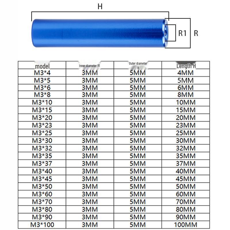 Aluminum Alloy M3 Round Isolation Rod with Nut and Screw Support.