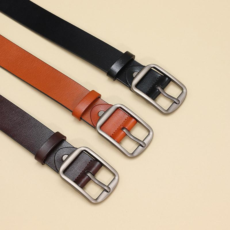 Leather Stylish Cowhide Belt For Men And Women Business Casual With Metal Pin Buckle For Use Daily