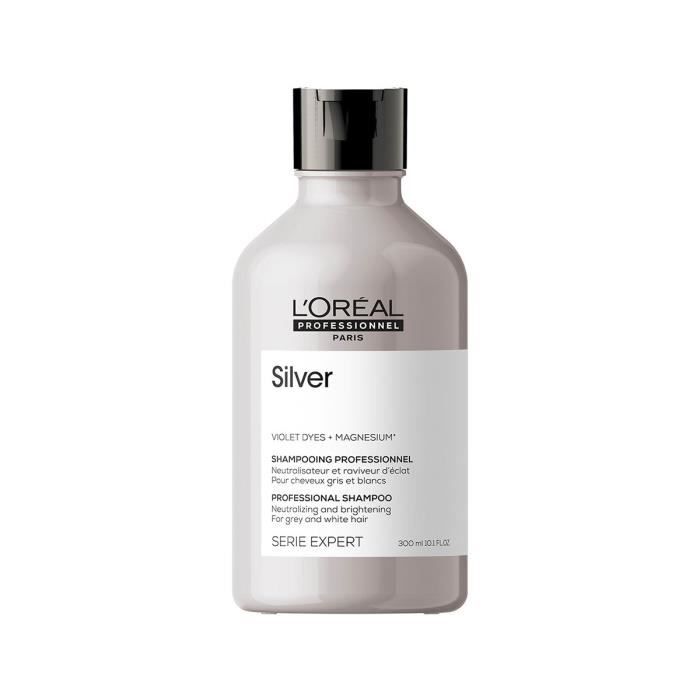 L'Oréal Professionnel Shampoing Neutralisant, Cheveux Gris Ou Blancs, Silver Serie Expert, 300 Ml