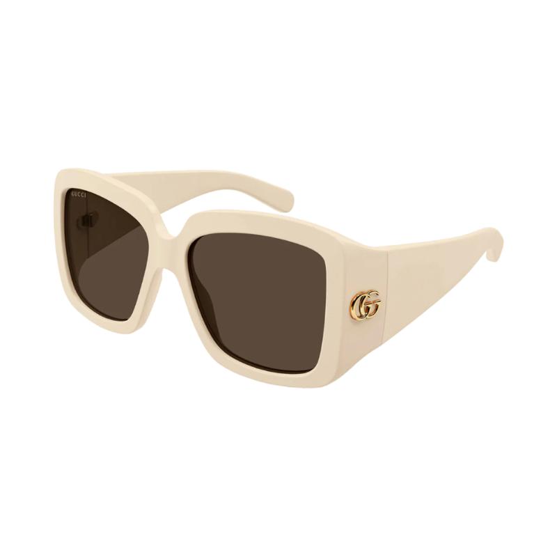 GUCCI temples with logo injection moulded irregular sunglasses women's beige