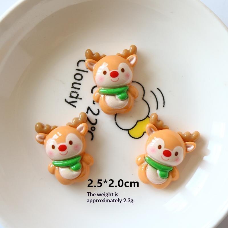 10Pcs Cute Cartoon Christmas Christmas Tree Resin Flatback Cabochon Diy For Phone Case Hairpin Keychain Earrings Scrapbook