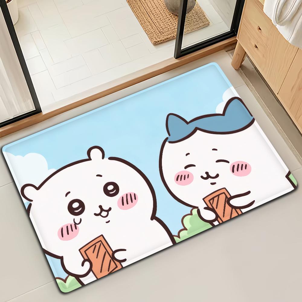 Cute Cartoon C-Chiika-waE Usagi Door Mat Bath Microfiber Decorative Versatile Flannel Floo Mat Quick Dry Absorbent Non-slip Sole