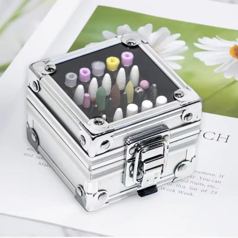 Durable Aluminum Display Storage Box with 25 Holes Nail Art Tools Pedicure