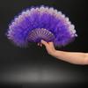 Embroidered Flower Feather Fan Vintage Hand Fan for Costume Dancing Handheld Folding Fan Performances Wedding Party