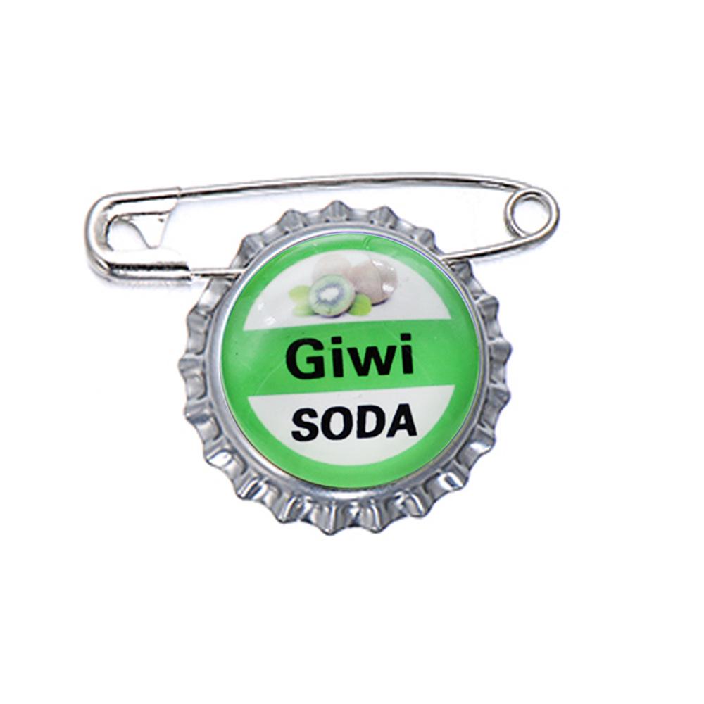 Trendy Fruit-Flavored Soda Bottle Cap Enamel Pin Brooch