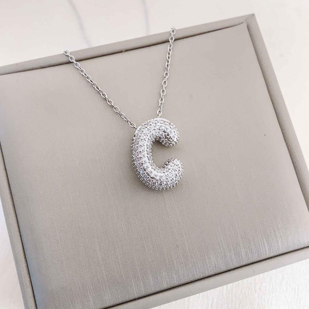 Necklace Female English Alphabet Necklace Female Hip Hop Full Zircon Delicate Clavicle Chain Personality Necklace
