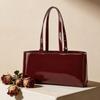Damen-Armpit-Tasche im französischen Stil, leichter Luxus, glänzendes Lackleder, Damen-Schultertasche mit großem Fassungsvermögen für den Weg zur Arbeit, Vintage-Handtasche in Weinrot