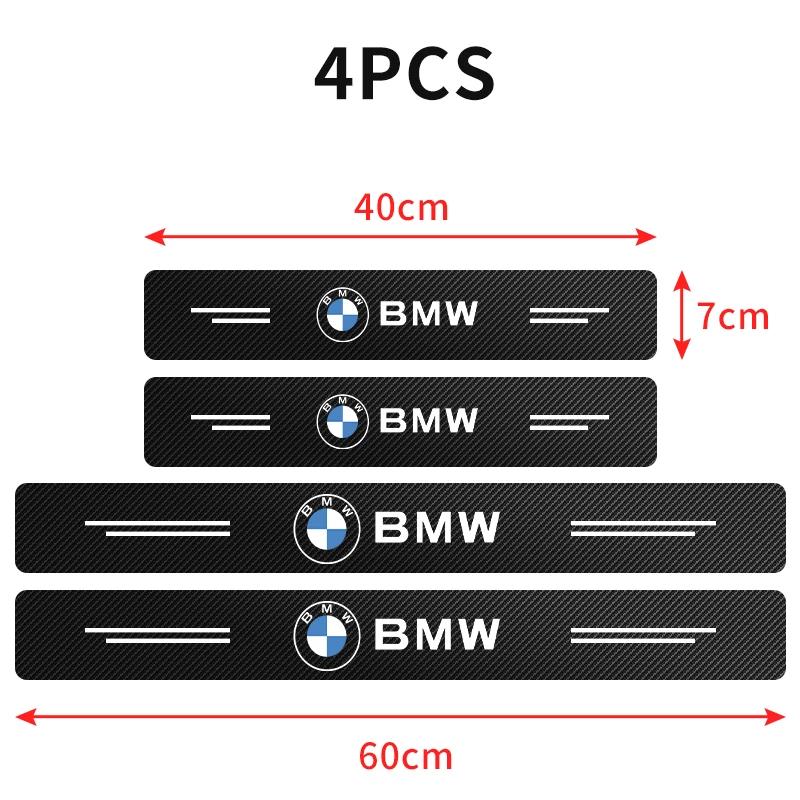 4Pcs Carbon Fiber Car Door Threshold Plate Stickers For BMW M M3 M5 F10 F30 F20 E28 E30 E34 E36 E39 E46 E91 Performance X1 X2 X5