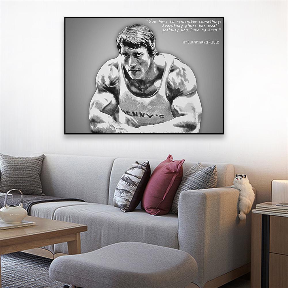 Tělocvična Art Decor Arnold Schwarzenegger Plakát Motivační citát Inspirativní tisk Sportovní box Umělecký tisk na plátno
