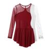 Girls' Ice Skating Leotard Dress Kids Long Sleeve Shiny Rhinestone Ballet Gymnastics Dance Clothes