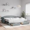 Extendable Daybed with Drawers Light Grey 100x200 cm Fabric