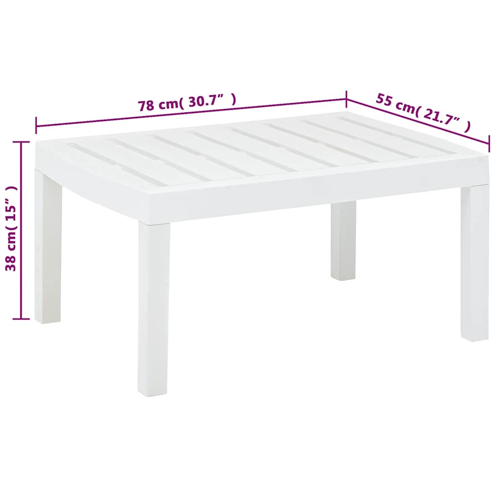 Garden Table White 78 X 55 X 38 Cm Plastic