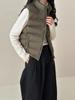 Cotton Vest Women's Autumn and Winter New Stand-up Collar Short Cotton Vest Pocket Zipper Light and Slim Vest