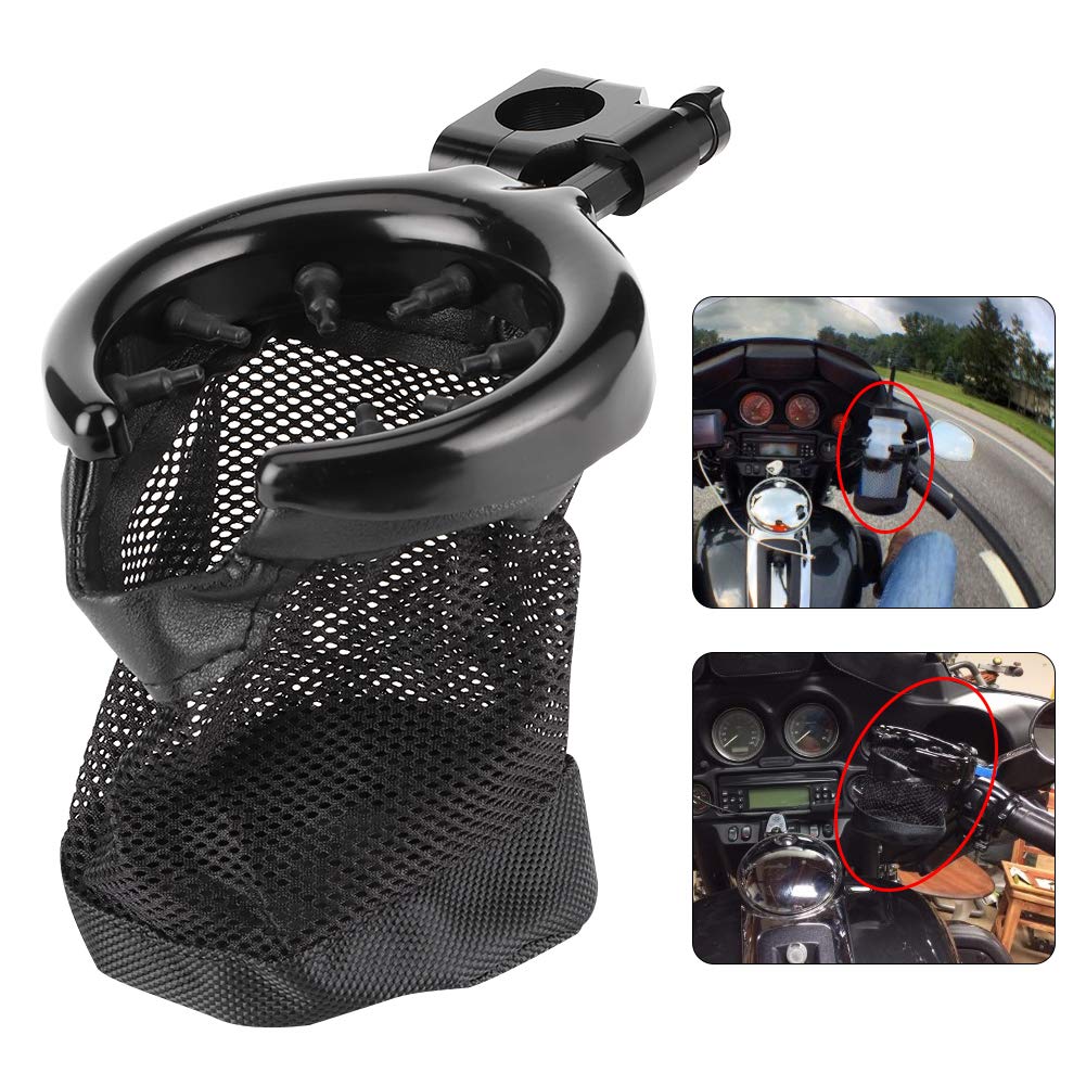 Motorcycle Handlebar Cup Holder, Drink Basket, Mesh Brake Cup Holder, Compatible with Honda Gold Wing GL1500 (7/8-inch, Black)