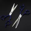 6.0 Inch Blue Paint, Notched Handle, Hair Scissors, Hair Scissors, Flat Scissors, Bangs Scissors