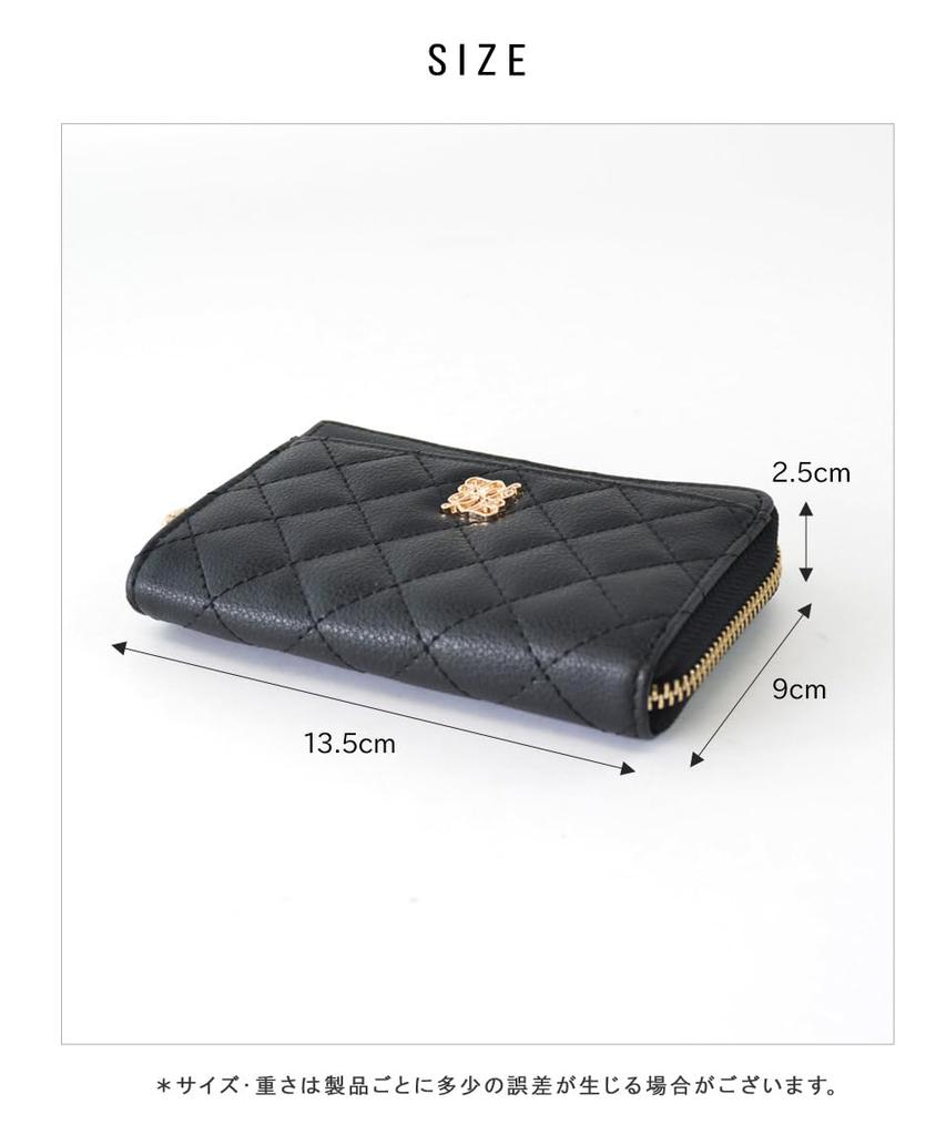 Greige Fragment Slim Quilted Card Case with Coin Commuter Pass IC Card Gold Stylish and Cute [Altrose] Case, Women's Wallet, Purse, Keychain, Holder,