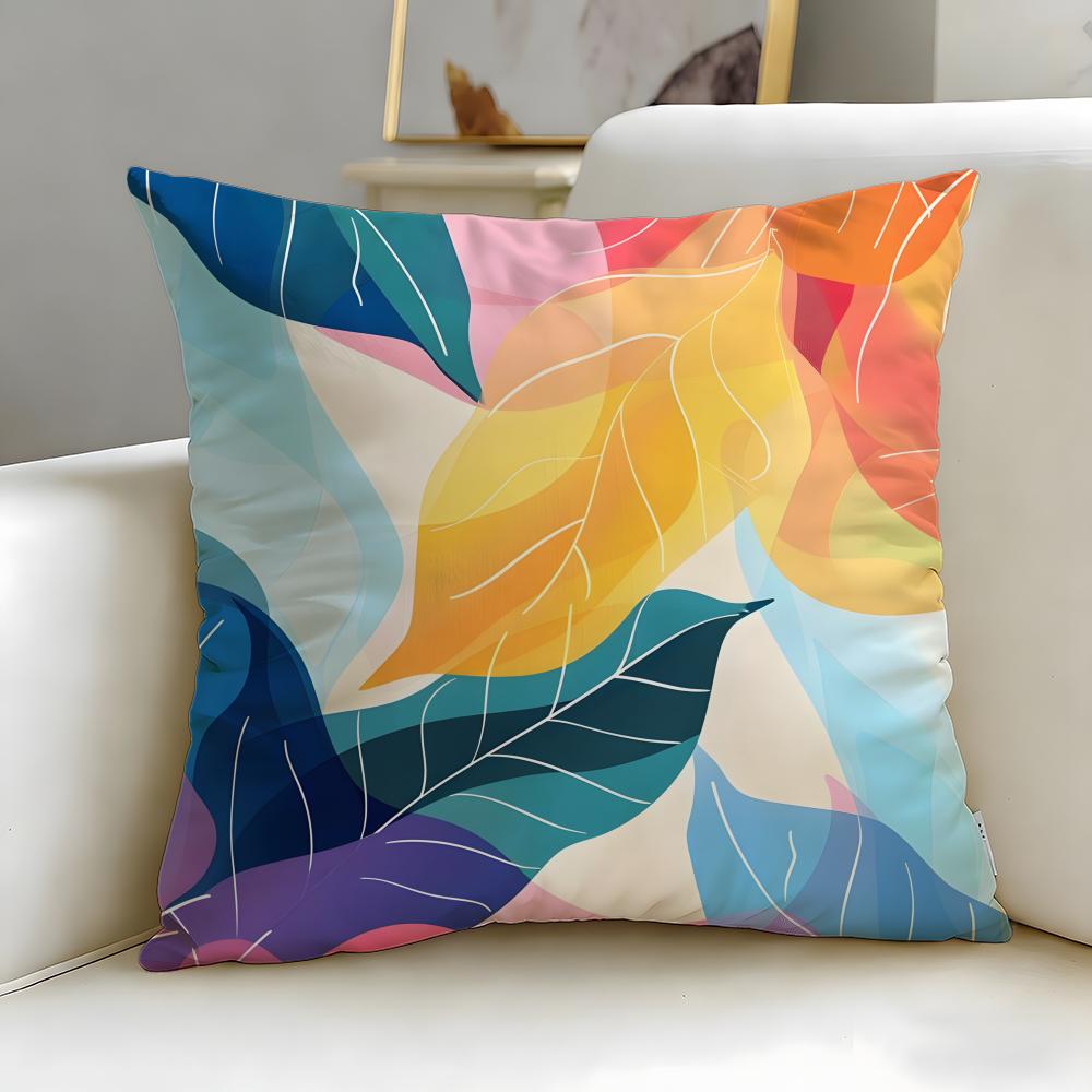 Artistic Leaves Cushion Cover Soft & Easy-Wash Pillow Case – Versatile For Couch, Bed, Travel And Office