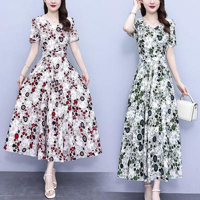 Women's Plus Size Summer Maxi Dress with Waist-Cinching & Belly-Concealing Features