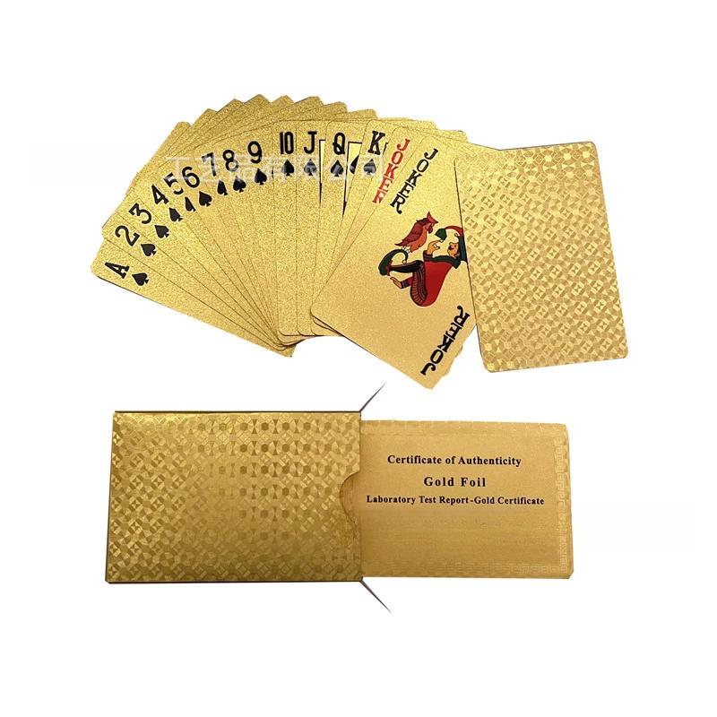 Non-Toxic 24K Gold Waterproof Playing Cards Plastic Poker Game Pet Table Games Halloween Christmas Family Game Nights Board Game Gift
