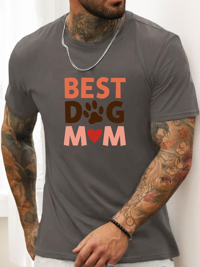 Short Sleeve TShirt BEST DOG MOM Mens 100 Cotton Pattern Printed Shirt Summer Round Neck Breathable Casual Fashion Cool Tee