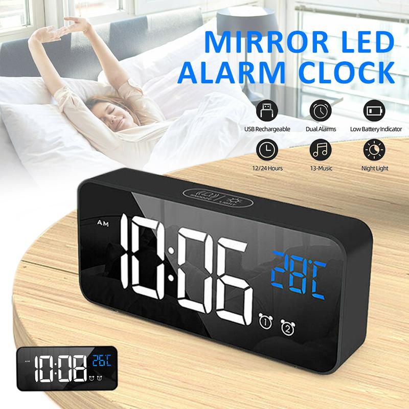 

Новое зеркало, светодиодный будильник, ночник, цифровые часы, термометр, зарядка через USB