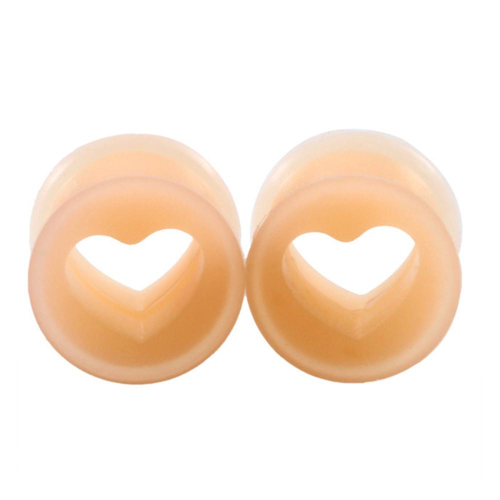 1 Paar Herz Weiche Flexible Silikon Ohrstöpsel Doppelt Gewölbte Dehner Flesh Tunnels Körperschmuck 6-20mm Mehrere Farben