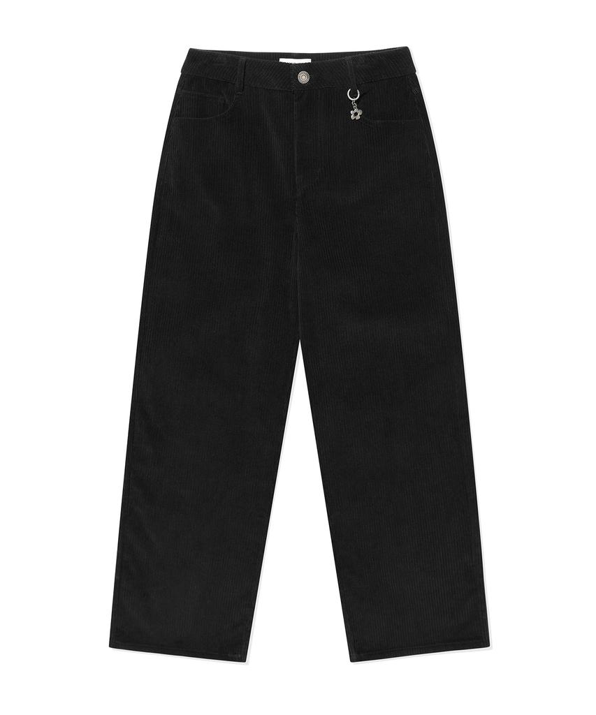 WACKY WILLY Women'S Corduroy Semi-Wide Pants Black