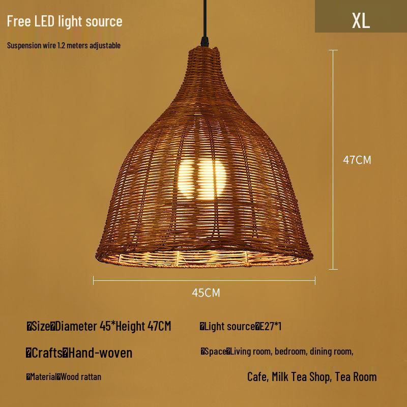 Wiktoriańska pleciona lampa wisząca z Azji Południowo-Wschodniej: Lampa pleciona z bambusa i słomy do restauracji, na wesela, do sklepów, hoteli i domów gościnnych.