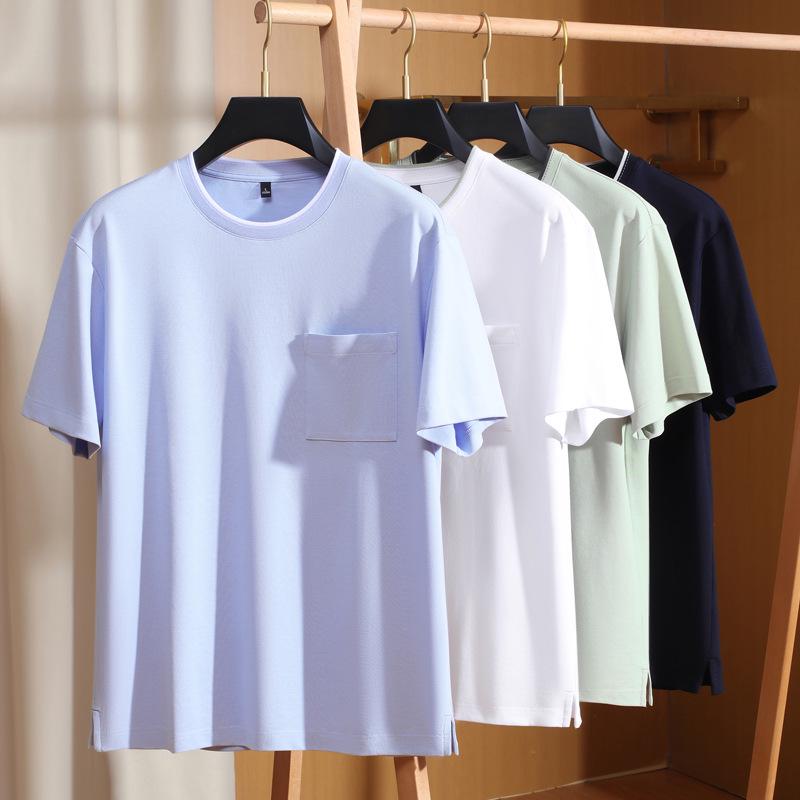Men's Color Block Pocket White T-Shirt - Lightweight, Solid Summer Fashion Top