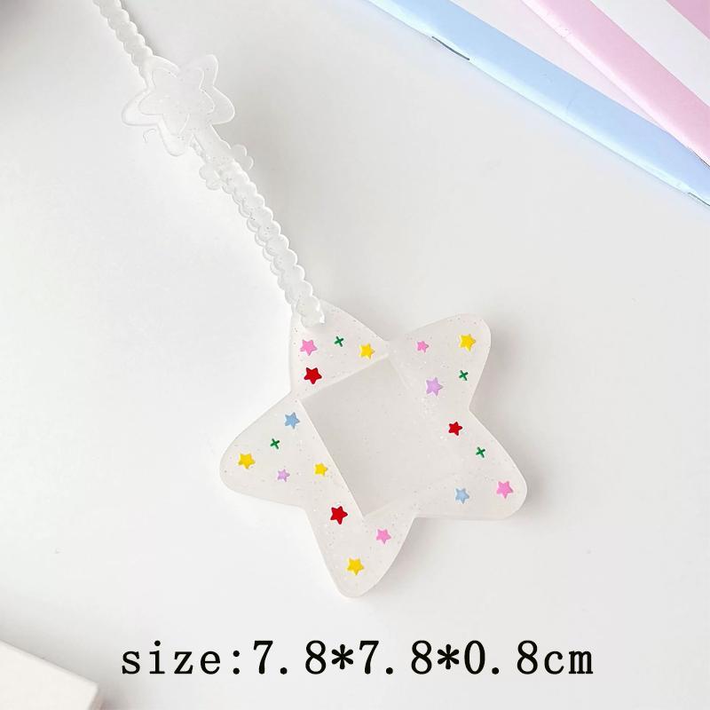 

Cute Star 1 Inch Silicone Glitter Card Holder Photocard Case ID Badge Keychain Soft Rubber Lanyard белый