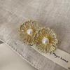 Exaggerated Metal Irregular Flower Stud Earrings For Women Fashion Pearl Hollow Earrings Personality Party Jewelry Party Gifts
