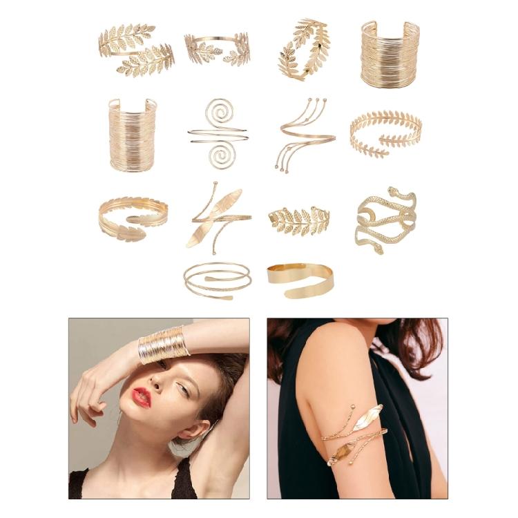 Baroque Arm Chain Delicate Coils Armlet Armband Open Bangle for Beach