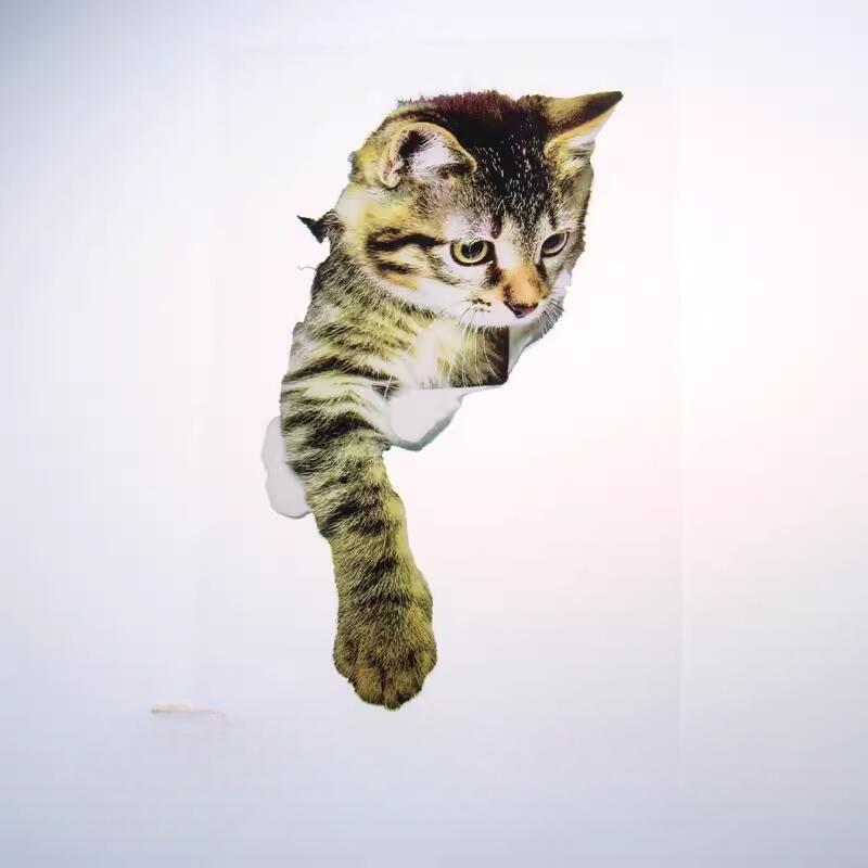 3D Cat Car Stickers Auto Body Bumper Cover Scratches Motorcycle Front Cowl Fuel Tank Decor Removable Animal Vehicle Accessories