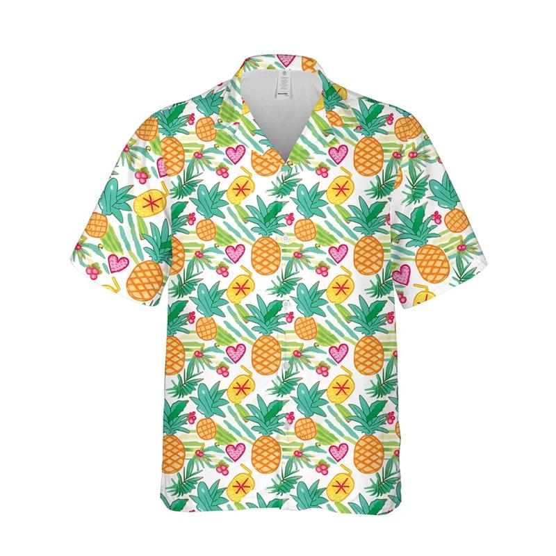 Hawaiisk Herrskjorta För Män Mode 3D-tryck Frukt Apelsinfrukt Revers Kortärmad Sommar Avslappnad Herrkläder Knappskjortor