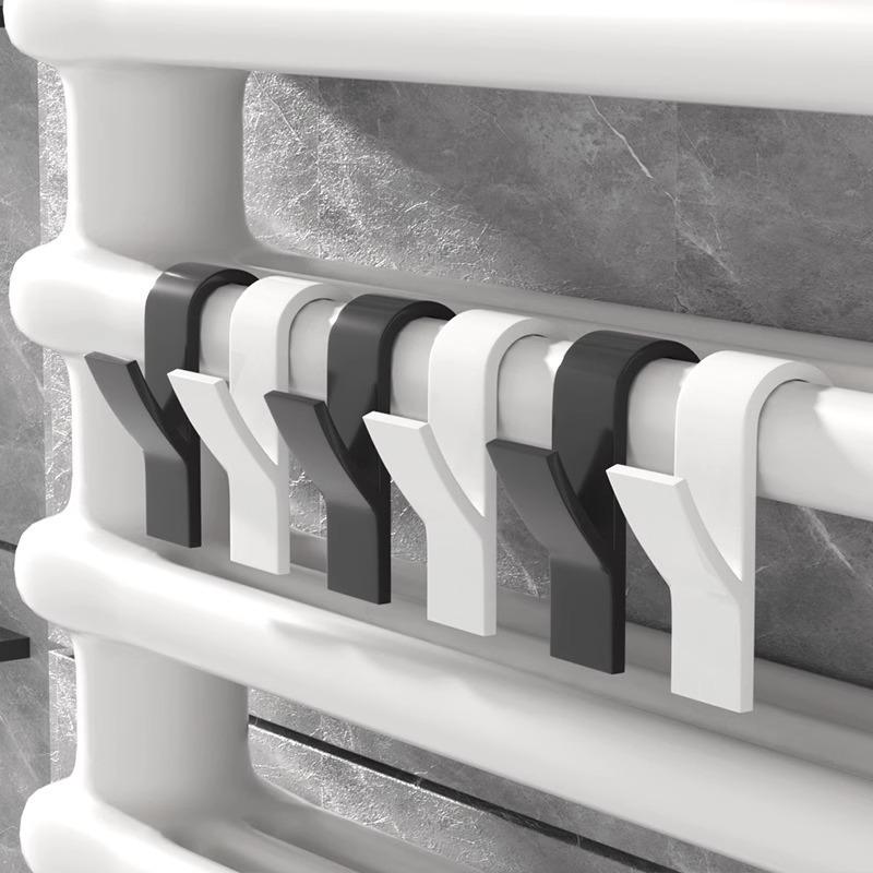 Bathroom Organizer and Storage Track Transparent Shelf Heated Towel Radiator Kitchen Accessories Hook Up White Coat Rack Home