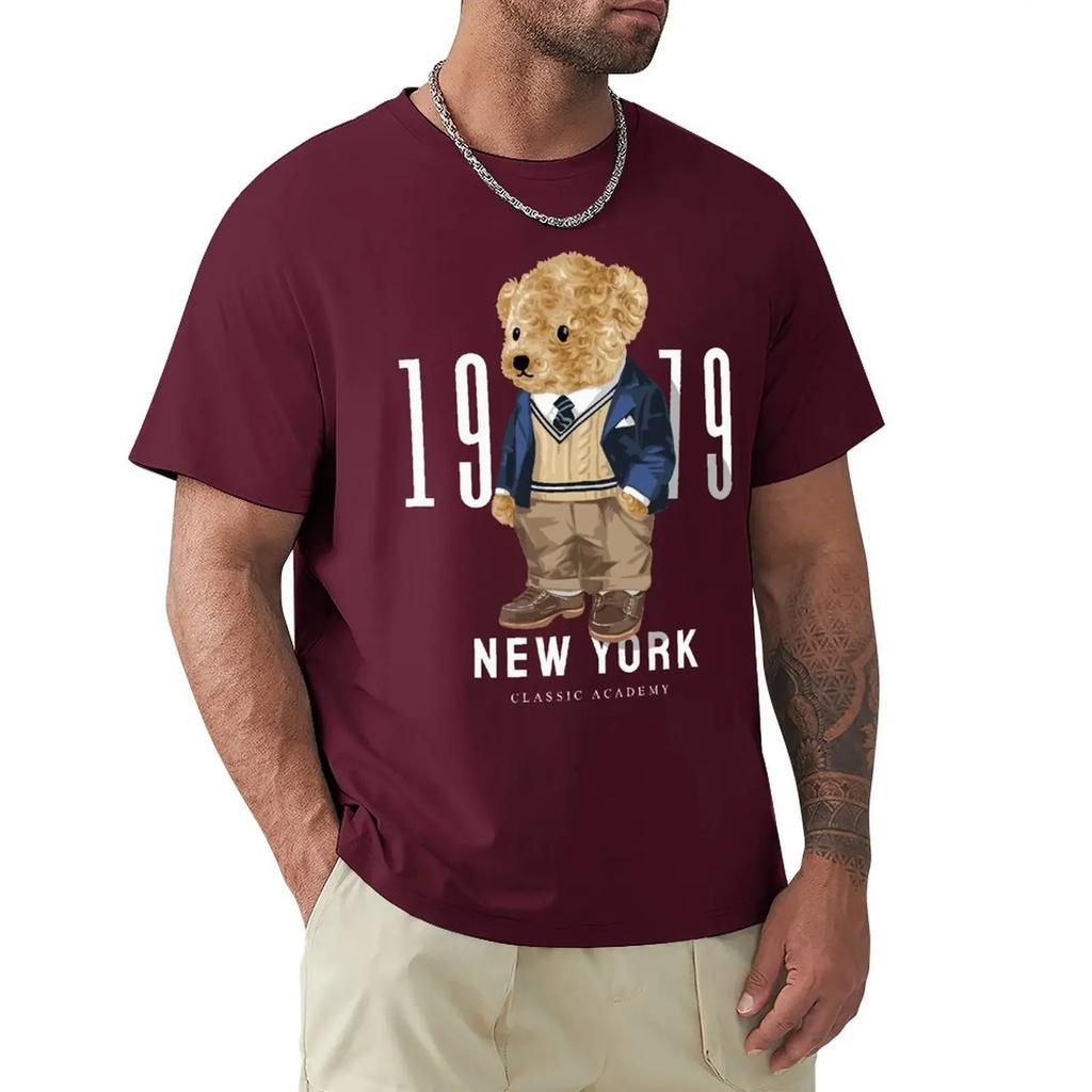 New York 1979 Cute Teddy Bear T Shirt Harajuku Short Sleeve T-shirt 100% Cotton Graphics Tshirt Tops#Color(2)