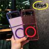 Suitable for Samsung Zflip6 Mobile Phone Case Zflip7 Magnetic Folding Zflip5 4th Generation Transparent Glitter Protective Case
