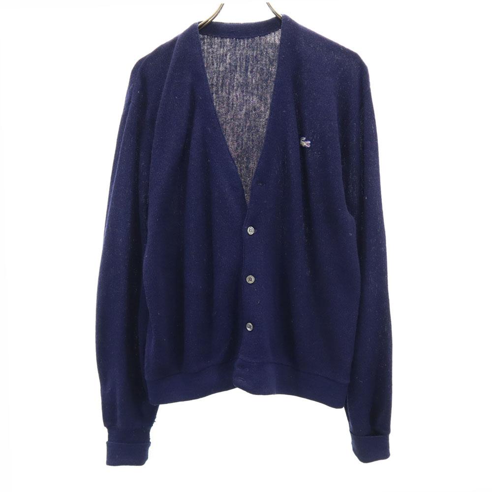 Lacoste 70s 80s Vintage Long Sleeve V Neck Knit Cardigan Navy Men's Used