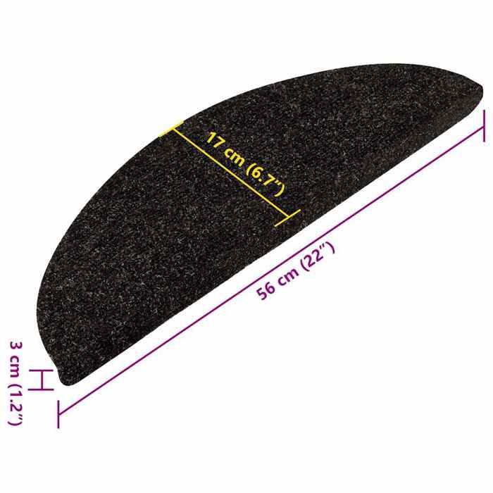 VidaXL Tapis d'escalier autocollants 15 pcs 56x17x3 cm Anthracite 136389
